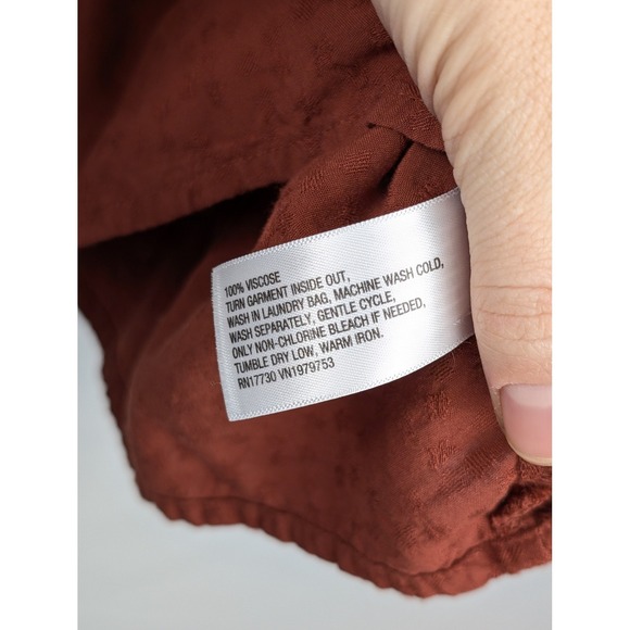 Boho Peasant Blouse Long Sleeve Rust Ruffle Tassel Boho Fairy Cottagecore - Picture 6 of 11